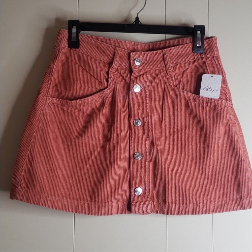 Free People Corduroy Button-Front Skirt